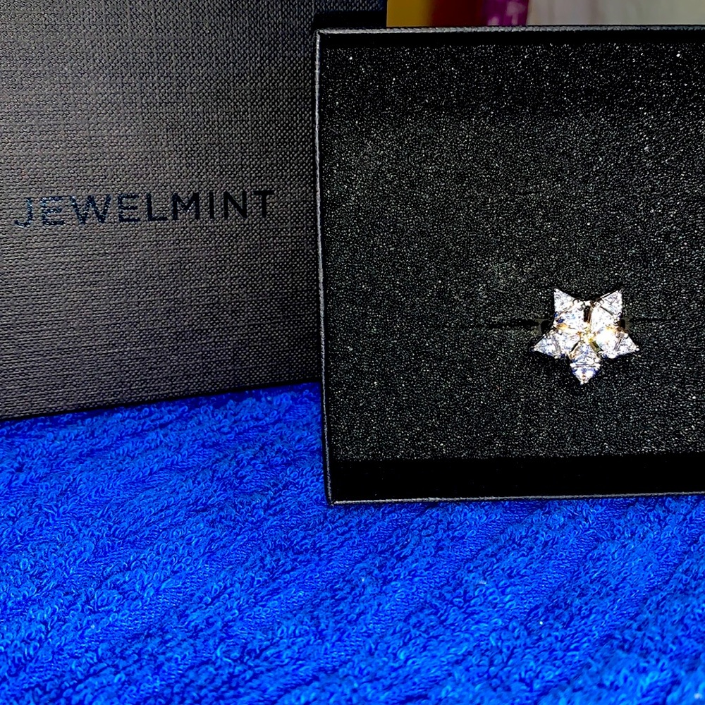 JEWEL MINT size 7 stainless flower ring